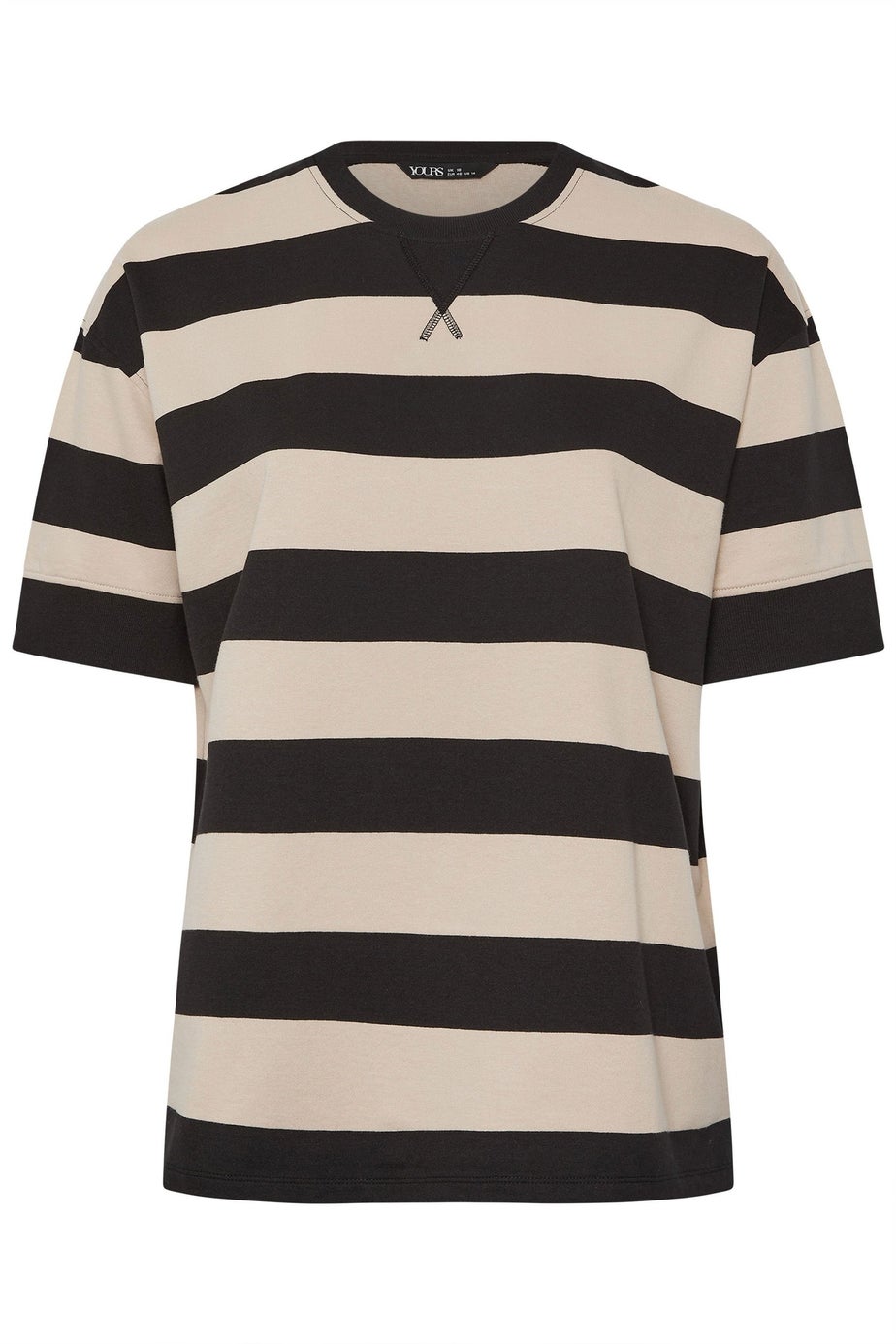 Yours Curve Black Stripe Heavyweight T-Shirt