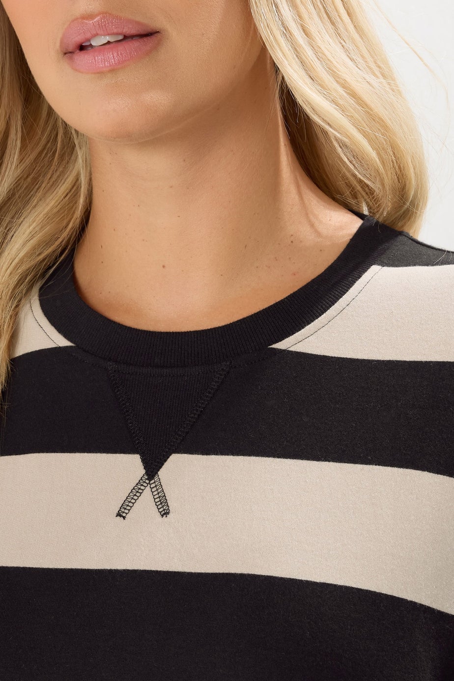 Yours Curve Black Stripe Heavyweight T-Shirt