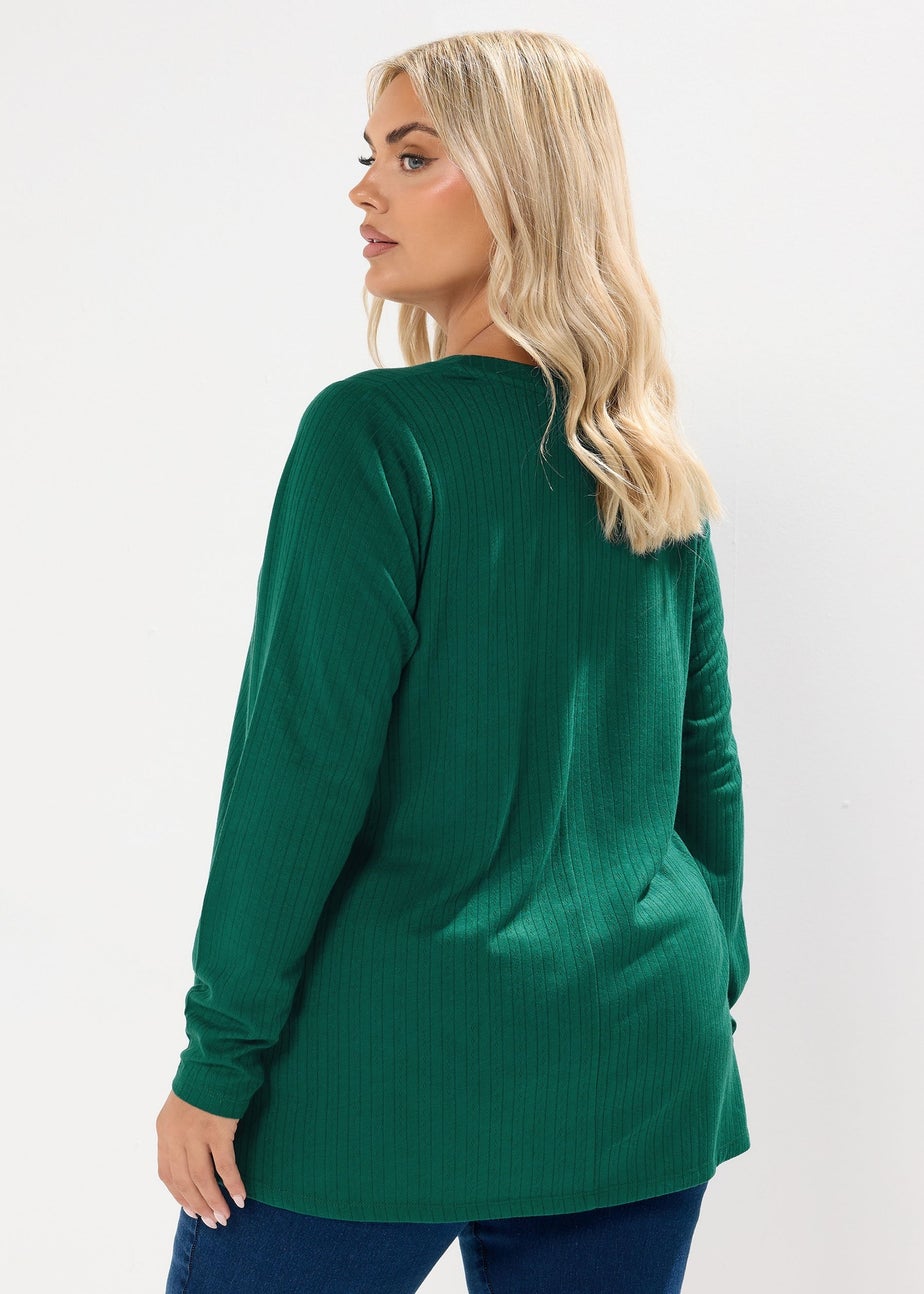 Yours Curve Forest Green Henley Swing Top