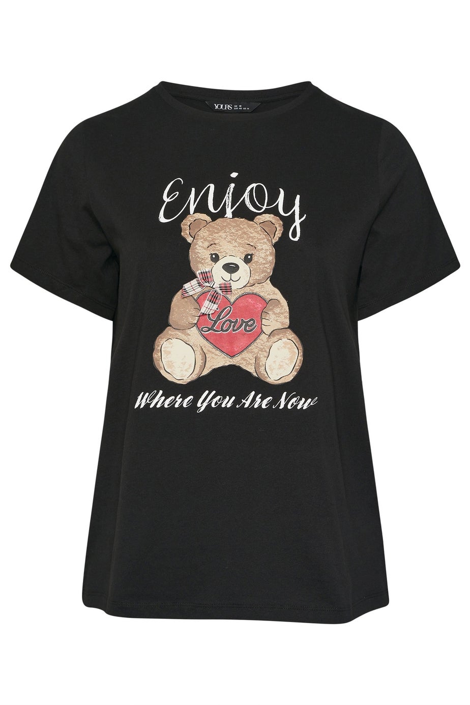 Yours Curve Black Teddy Bear Print T-Shirt