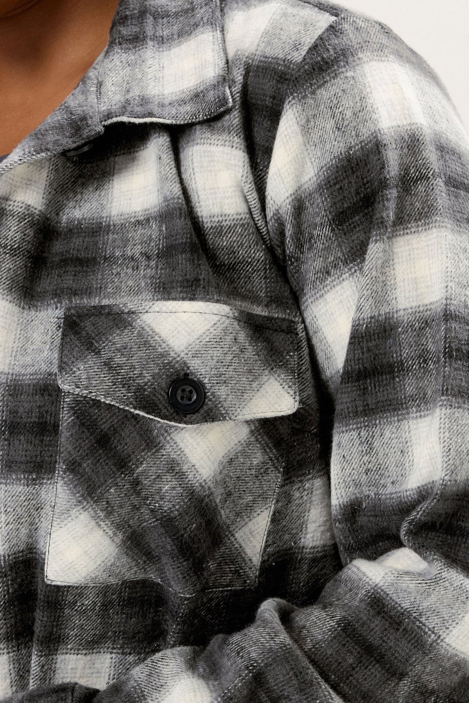 Yours Curve Black & White Check Shacket