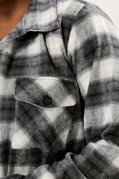 Yours Curve Black & White Check Shacket