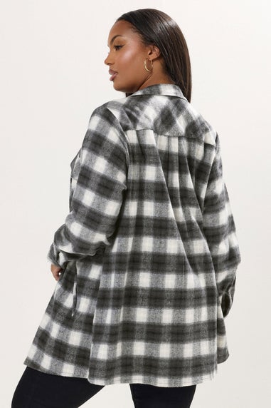 Yours Curve Black & White Check Shacket