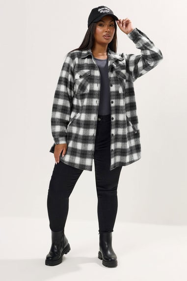 Yours Curve Black & White Check Shacket