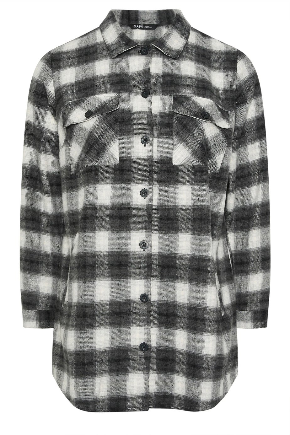 Yours Curve Black & White Check Shacket