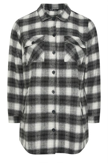 Yours Curve Black & White Check Shacket