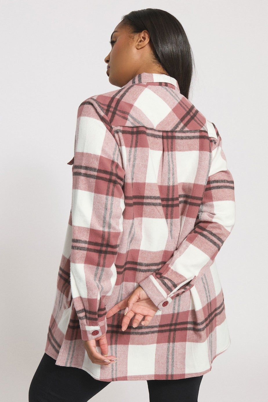 Yours Curve Pink & White Check Shacket