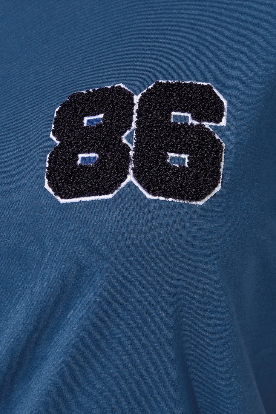 Yours Curve Blue '86' Varsity Trim T-Shirt