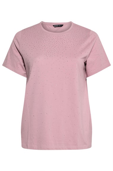 Yours Curve Pink Embellished T-Shirt