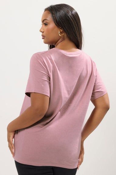 Yours Curve Pink Embellished T-Shirt