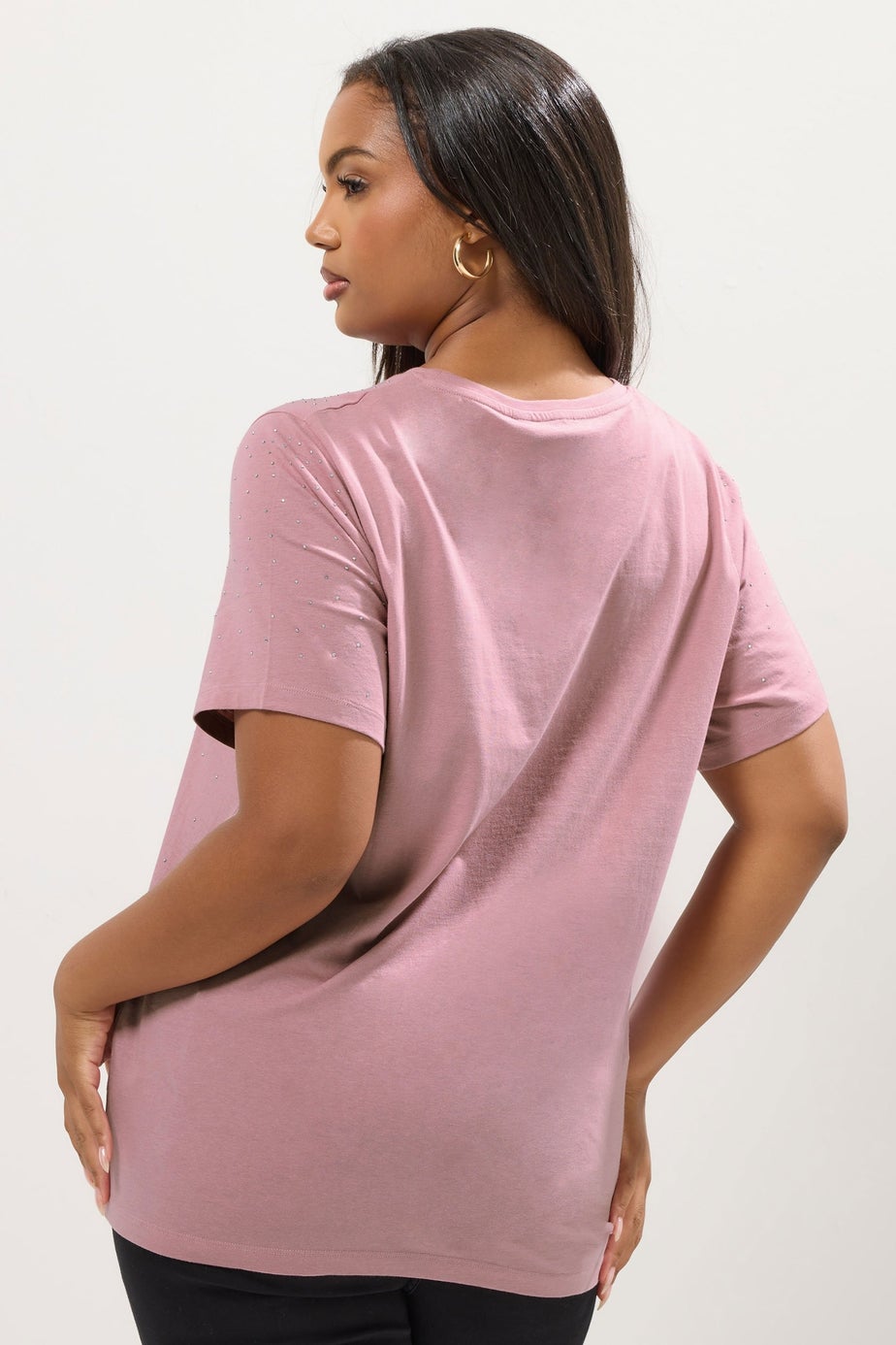Yours Curve Pink Embellished T-Shirt