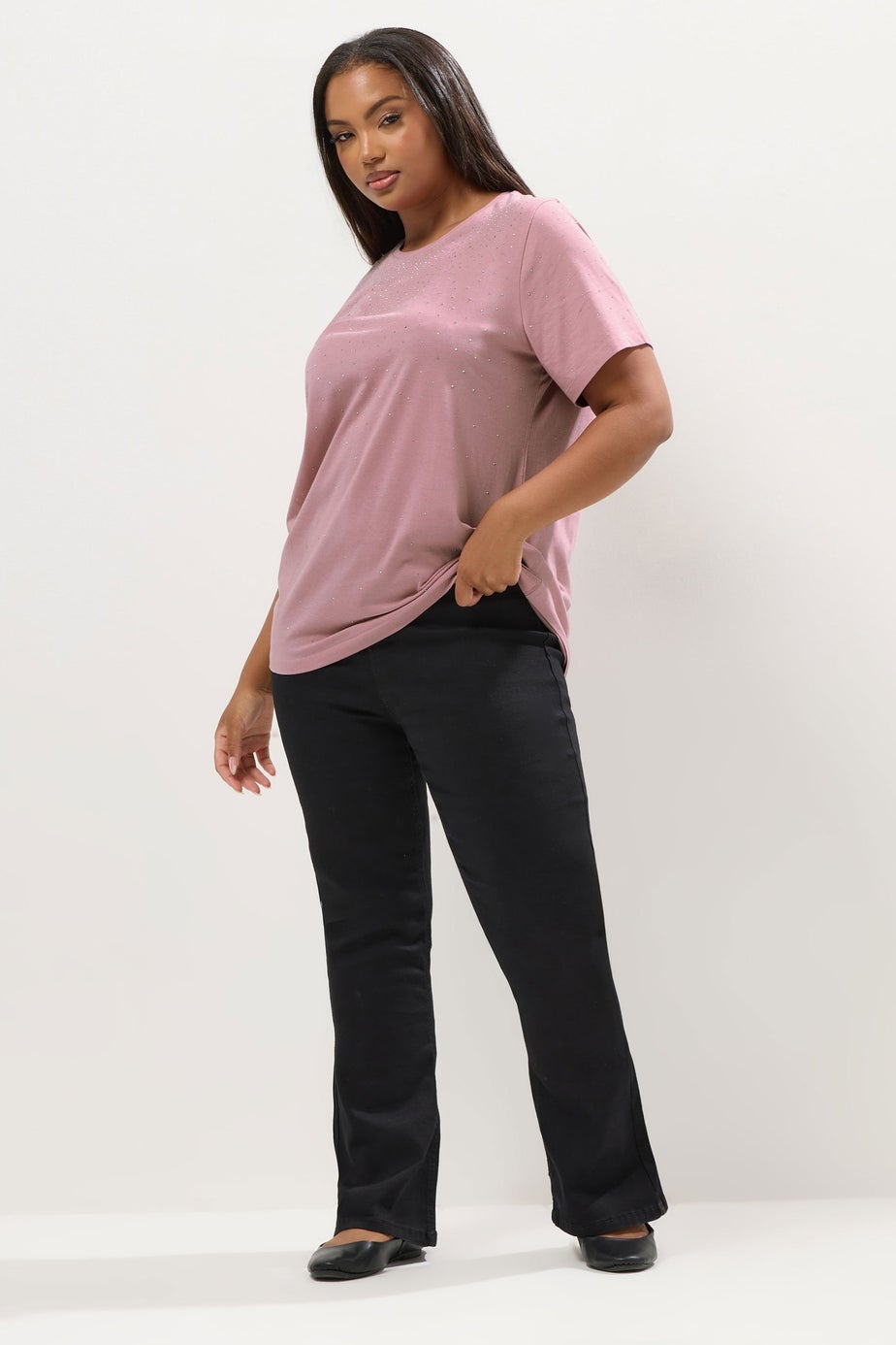 Yours Curve Pink Embellished T-Shirt