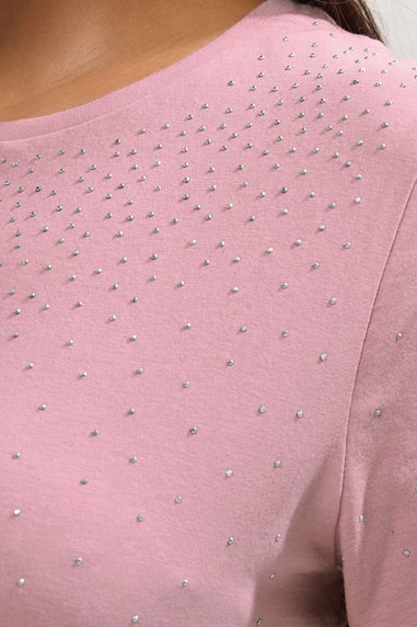 Yours Curve Pink Embellished T-Shirt