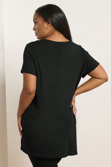 Yours Curve Black Leopard Embellished T-Shirt