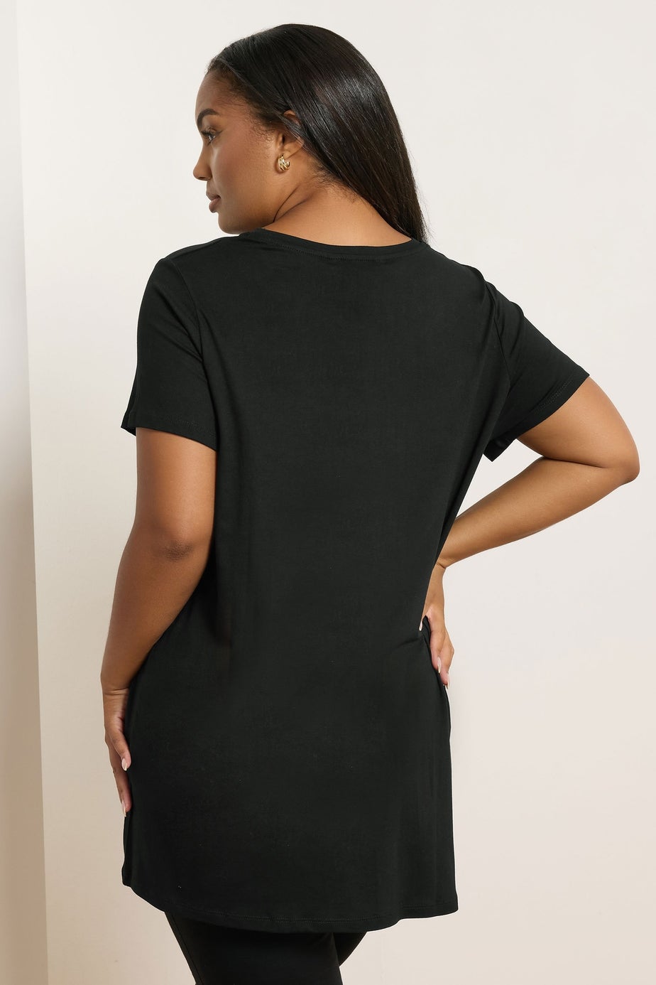 Yours Curve Black Leopard Embellished T-Shirt