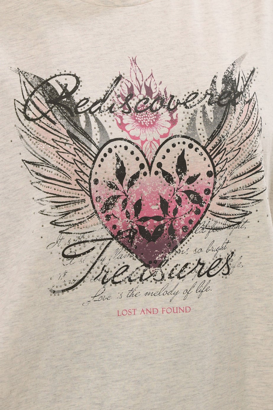 Yours Curve Natural Brown 'Rediscovered Treasures' Heart Print T-Shirt