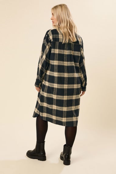 Yours Curve Black Longline Check Shirt