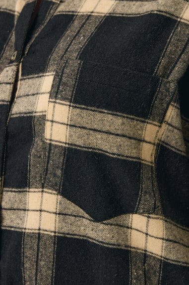 Yours Curve Black Longline Check Shirt