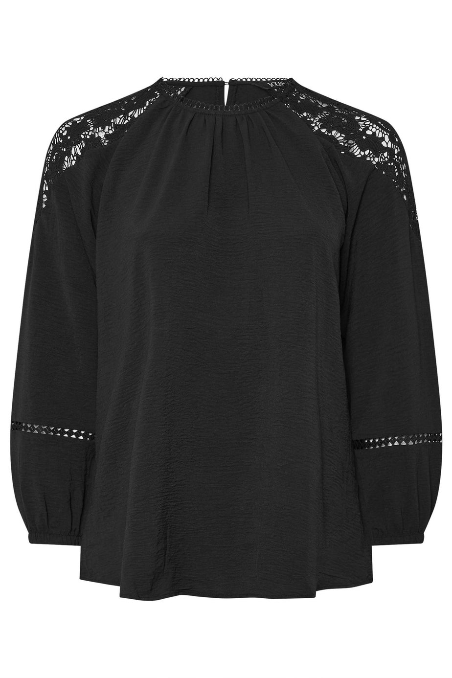 Yours Curve Black Lace Insert Blouse
