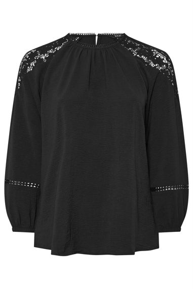 Yours Curve Black Lace Insert Blouse