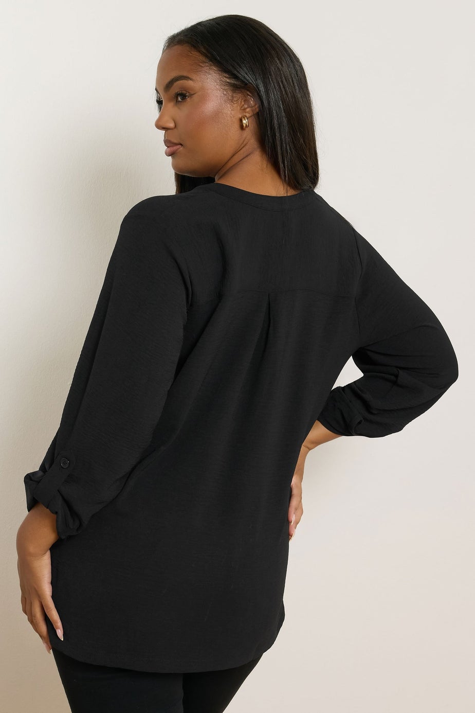 Yours Curve Black Zip Neck Blouse