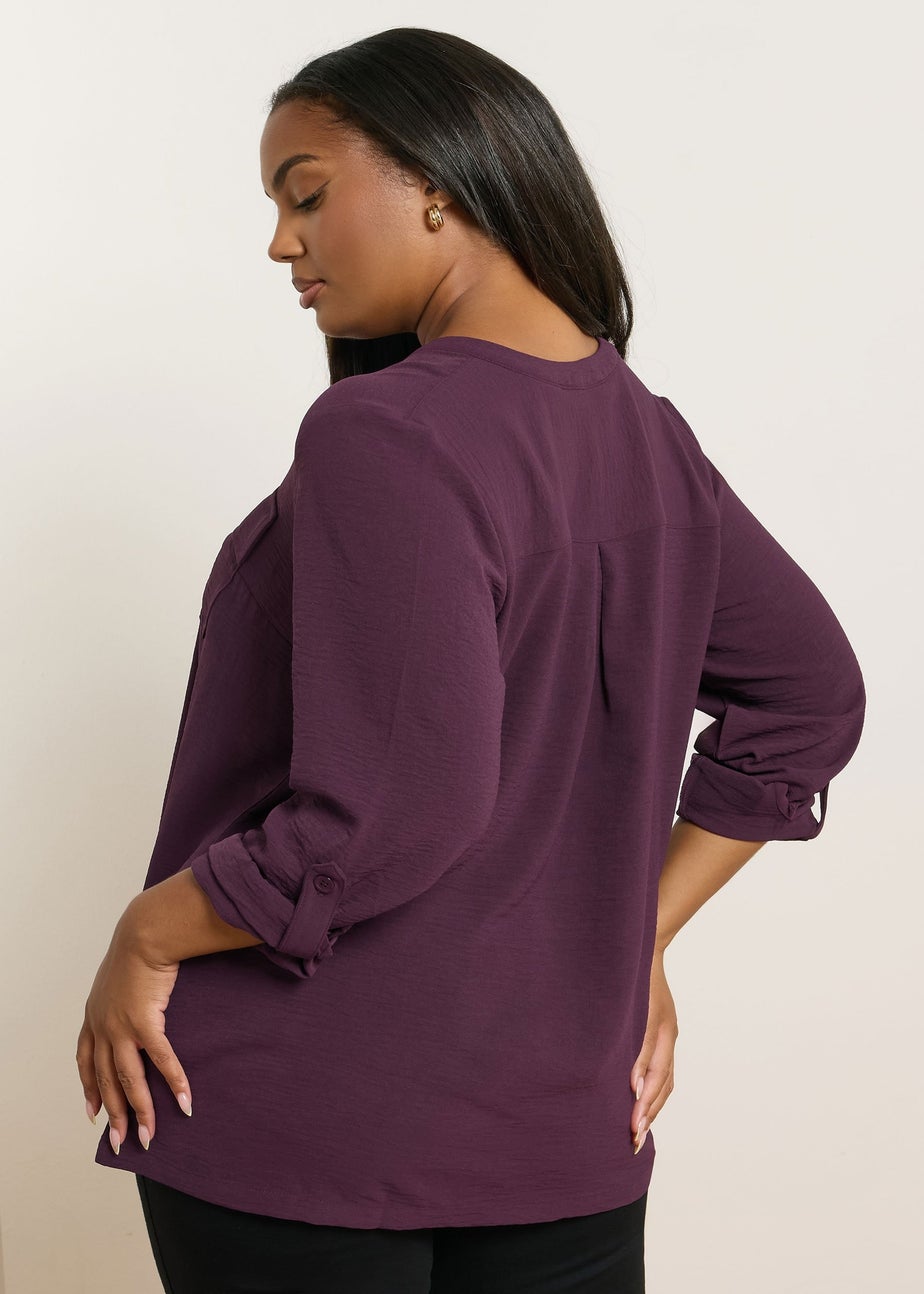 Yours Curve Dark Red Zip Neck Blouse