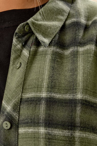 Yours Curve Khaki Green Oversized Check Shirt