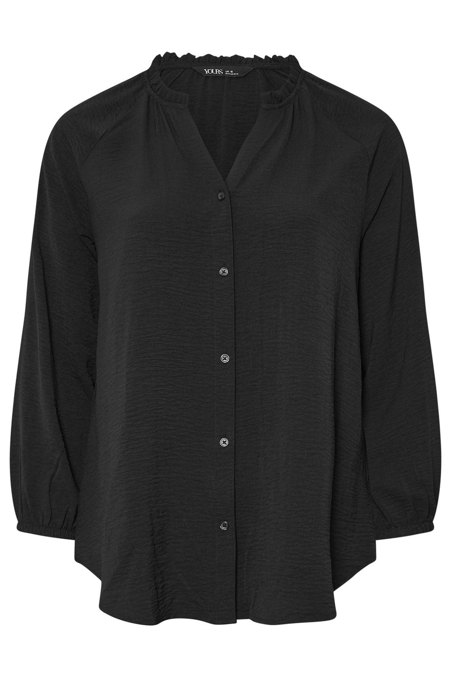Yours Curve Black Frill Neck Blouse