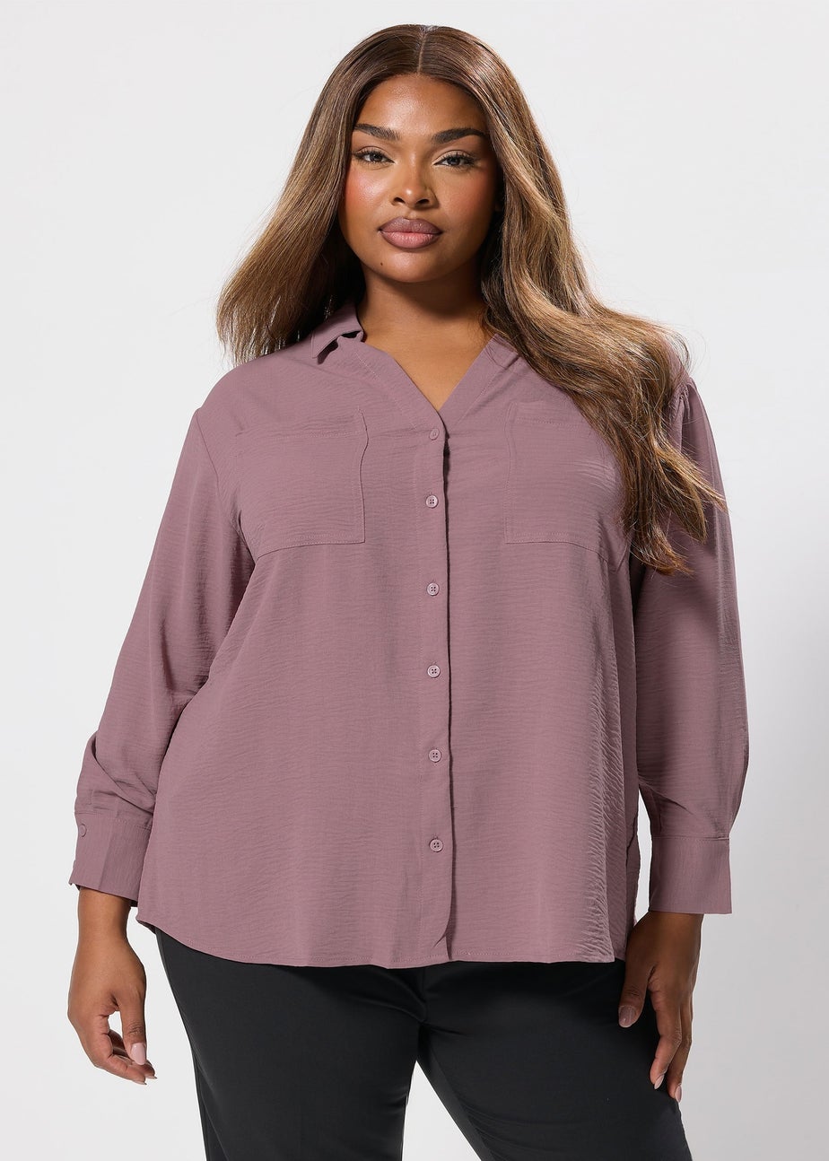 Yours Curve Mauve Purple Crinkle Blouse