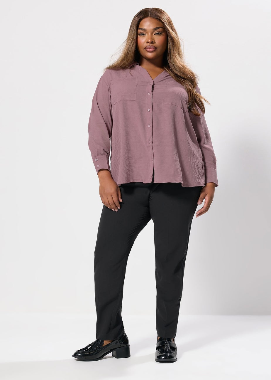 Yours Curve Mauve Purple Crinkle Blouse