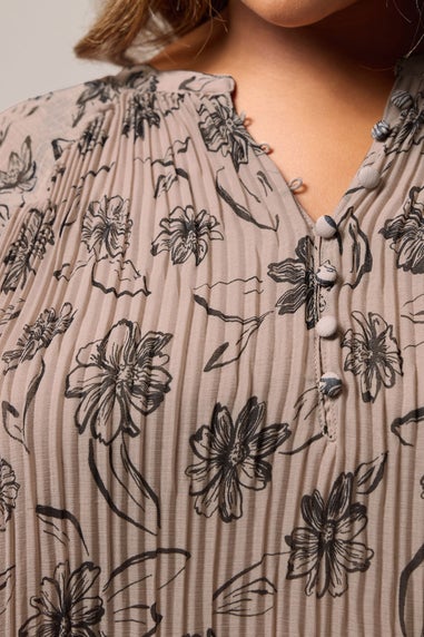 Yours Curve Mauve Purple Floral Pleated Blouse