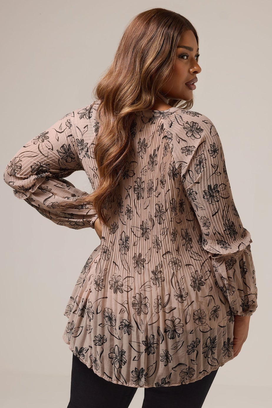 Yours Curve Mauve Purple Floral Pleated Blouse