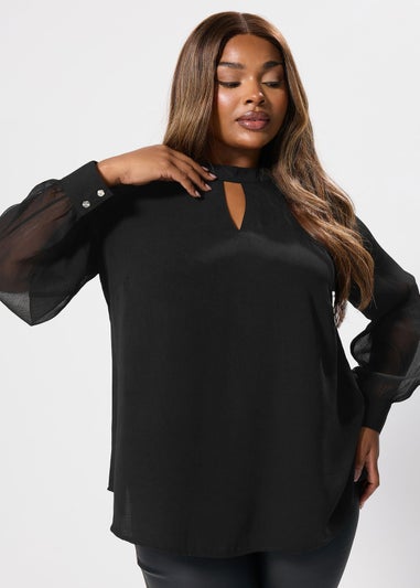 Yours Curve Black Keyhole Blouse