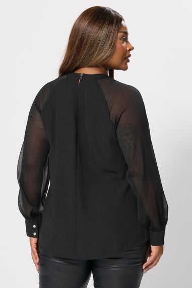 Yours Curve Black Keyhole Blouse