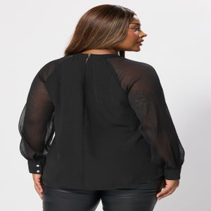 Yours Curve Black Keyhole Blouse