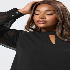 Yours Curve Black Keyhole Blouse