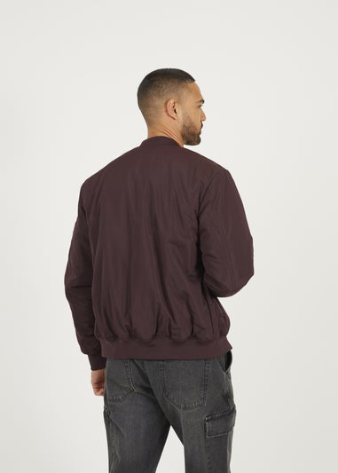 Brave Soul Burgundy Bomber Jacket with Sleeve Pocket Detail