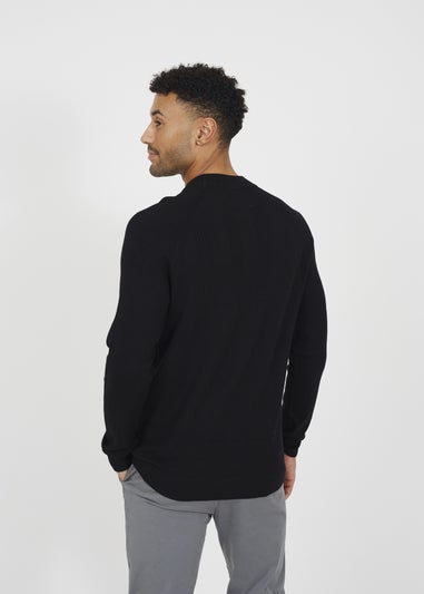 Brave Soul Black Long Sleeve Ribbed Raglan Jumper