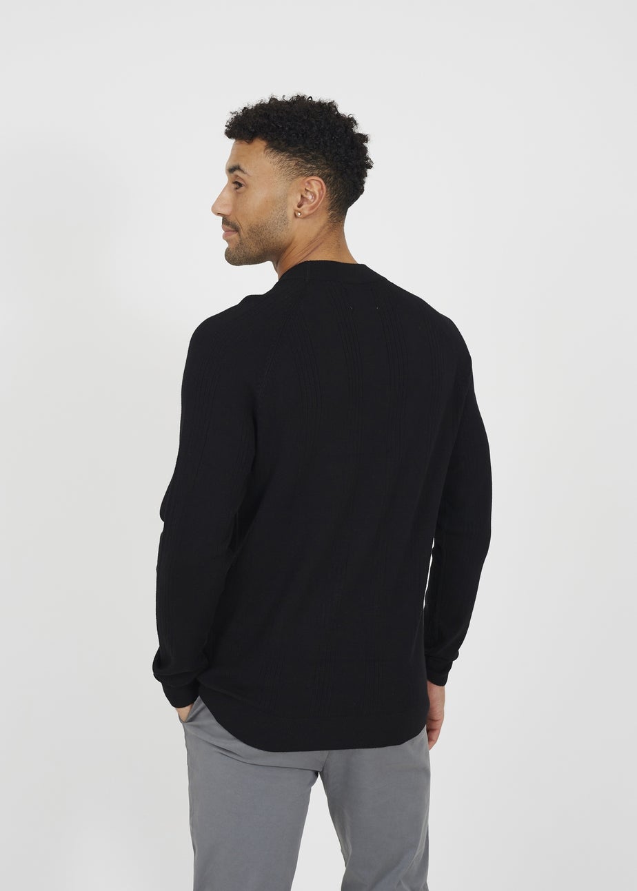 Brave Soul Black Long Sleeve Ribbed Raglan Jumper