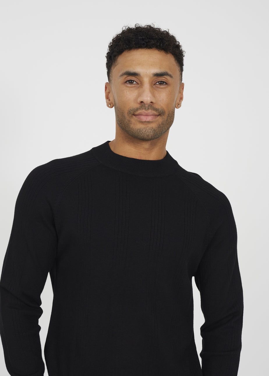 Brave Soul Black Long Sleeve Ribbed Raglan Jumper