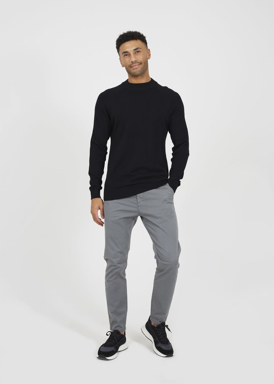 Brave Soul Black Long Sleeve Ribbed Raglan Jumper