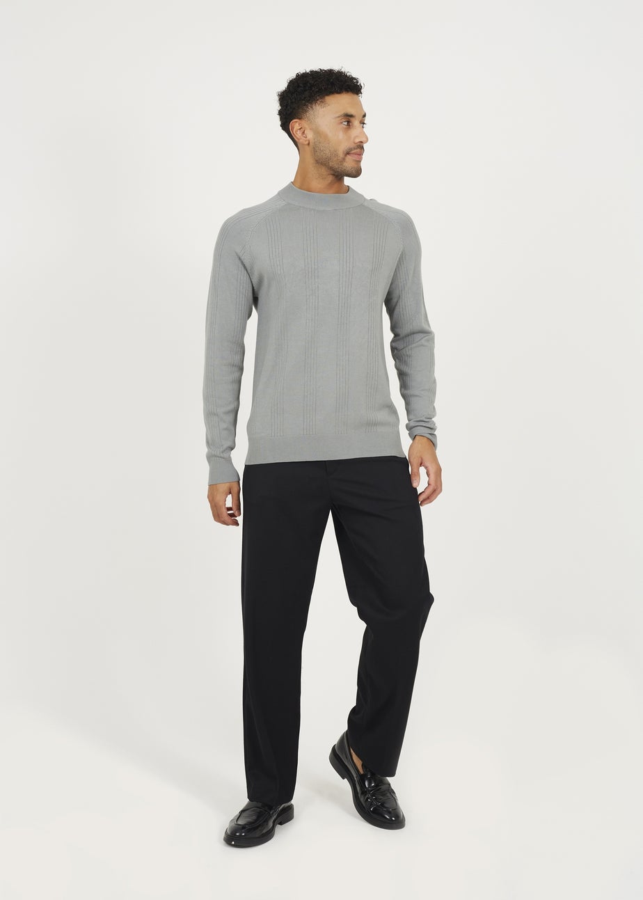Brave Soul Grey Long Sleeve Ribbed Raglan Jumper