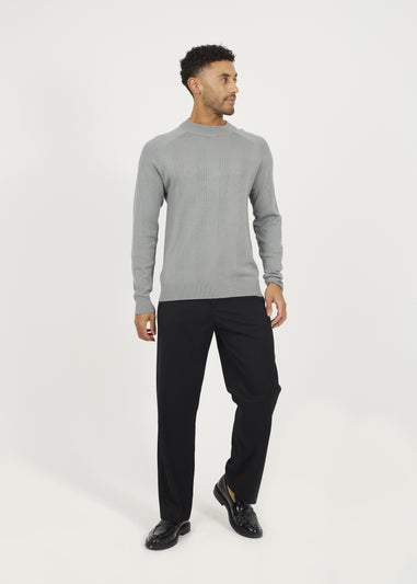 Brave Soul Grey Long Sleeve Ribbed Raglan Jumper
