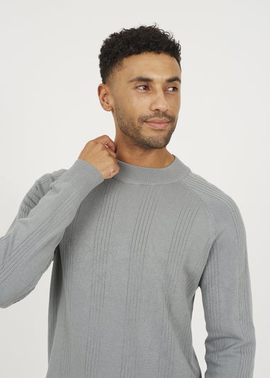 Brave Soul Grey Long Sleeve Ribbed Raglan Jumper