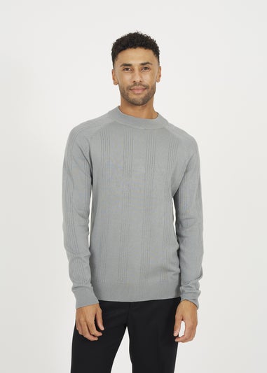 Brave Soul Grey Long Sleeve Ribbed Raglan Jumper