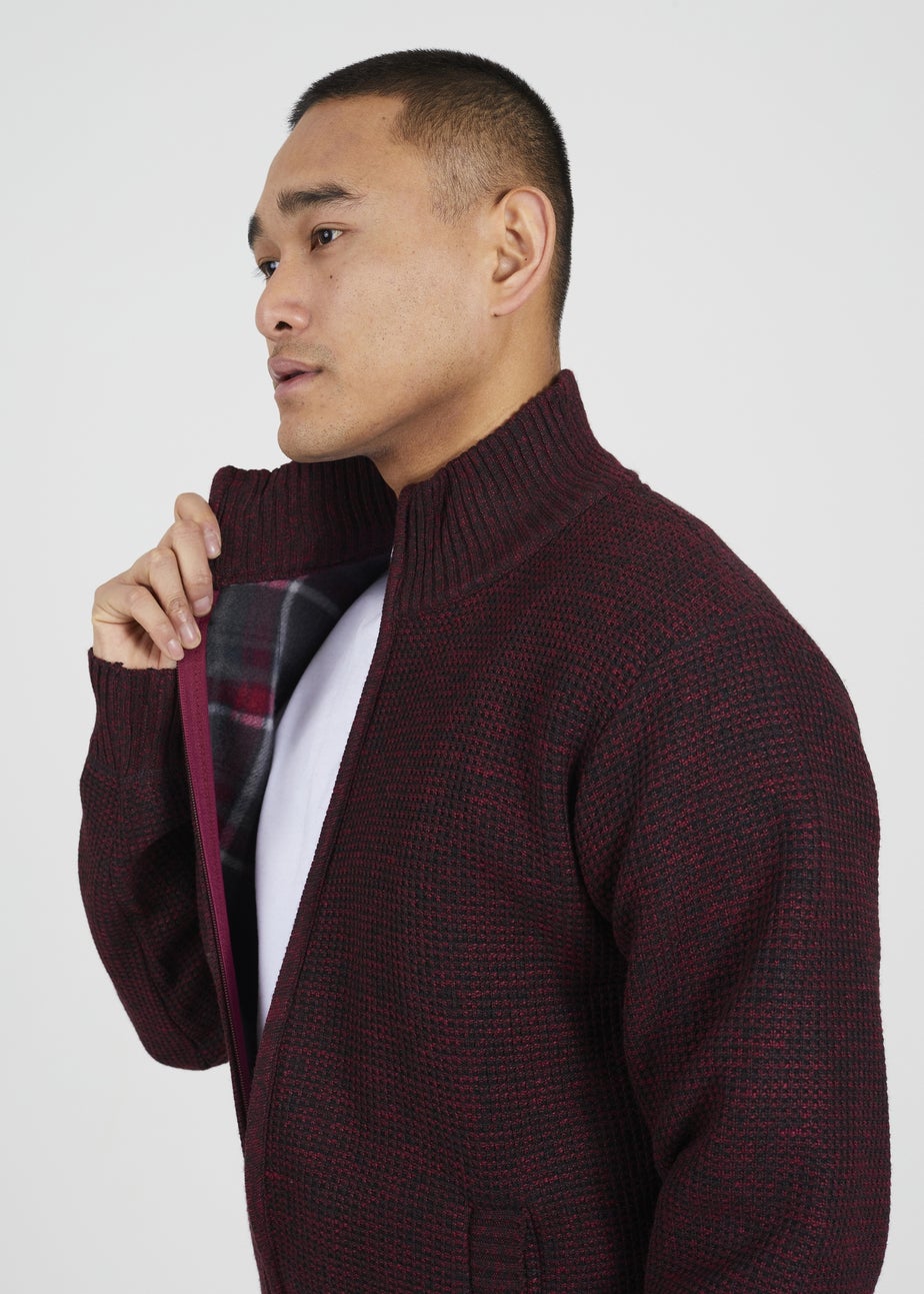Brave Soul Burgundy Funnel Neck Jumper with Fleece Lining