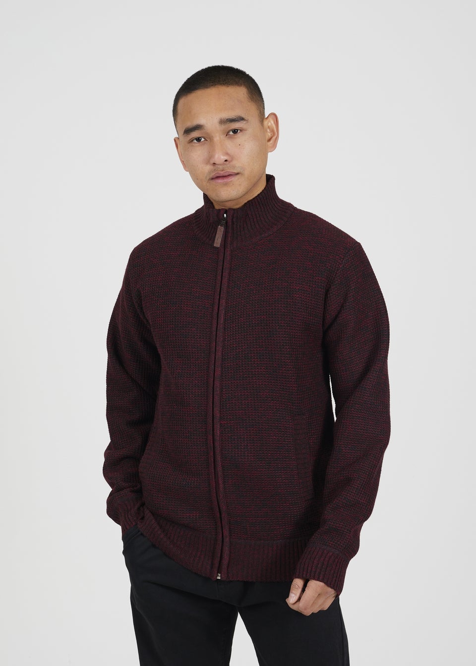 Brave Soul Burgundy Funnel Neck Jumper with Fleece Lining