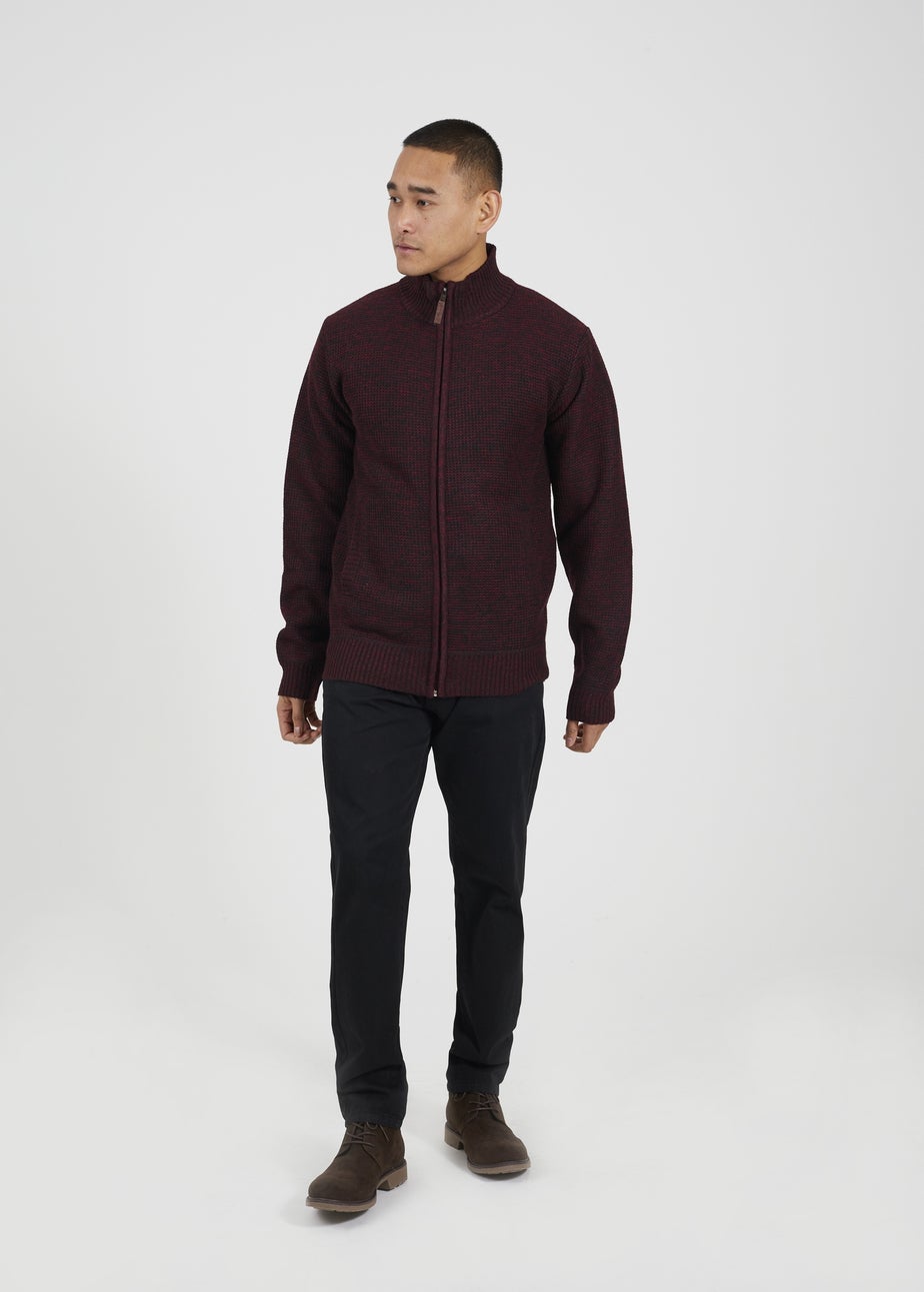 Brave Soul Burgundy Funnel Neck Jumper with Fleece Lining