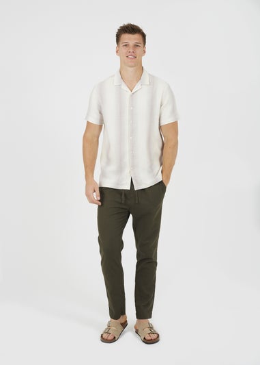 Brave Soul Khaki Relaxed Fit Linen Blend Trousers