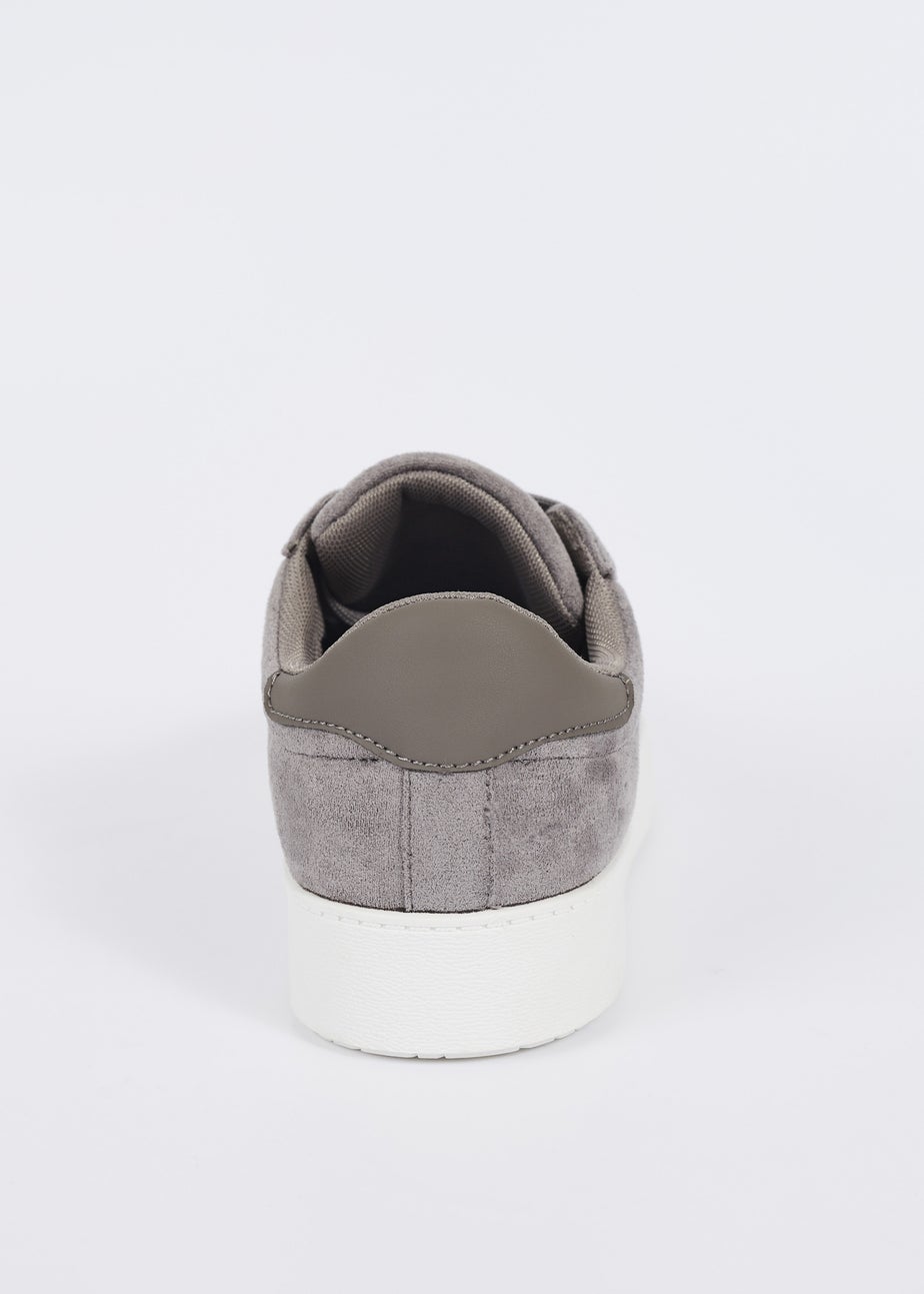 Brave Soul Grey Faux Suede Trainers with Contrast Sole